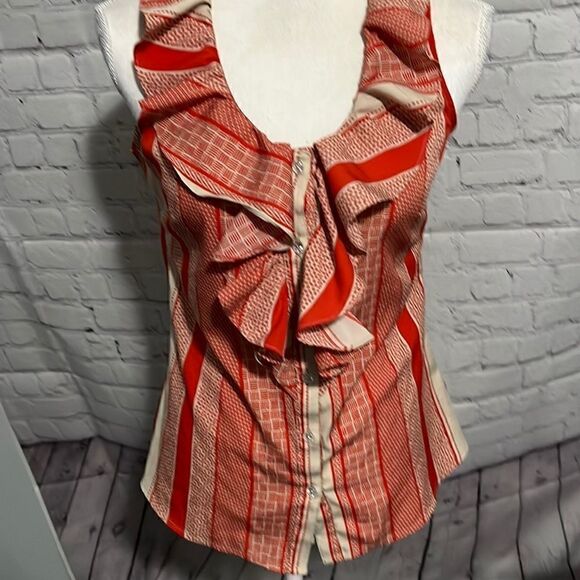 Banana Republic - striped ruffle sleeveless blouse - S - Picture 1 of 6